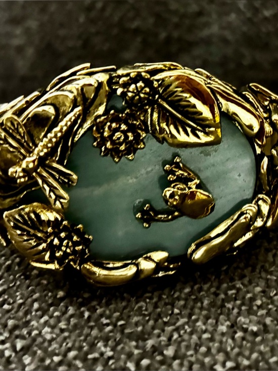 Roberto Cavalli Jewelry - Roberto Cavalli Gold-Tone Floral Bracelet with Amazonite Stone